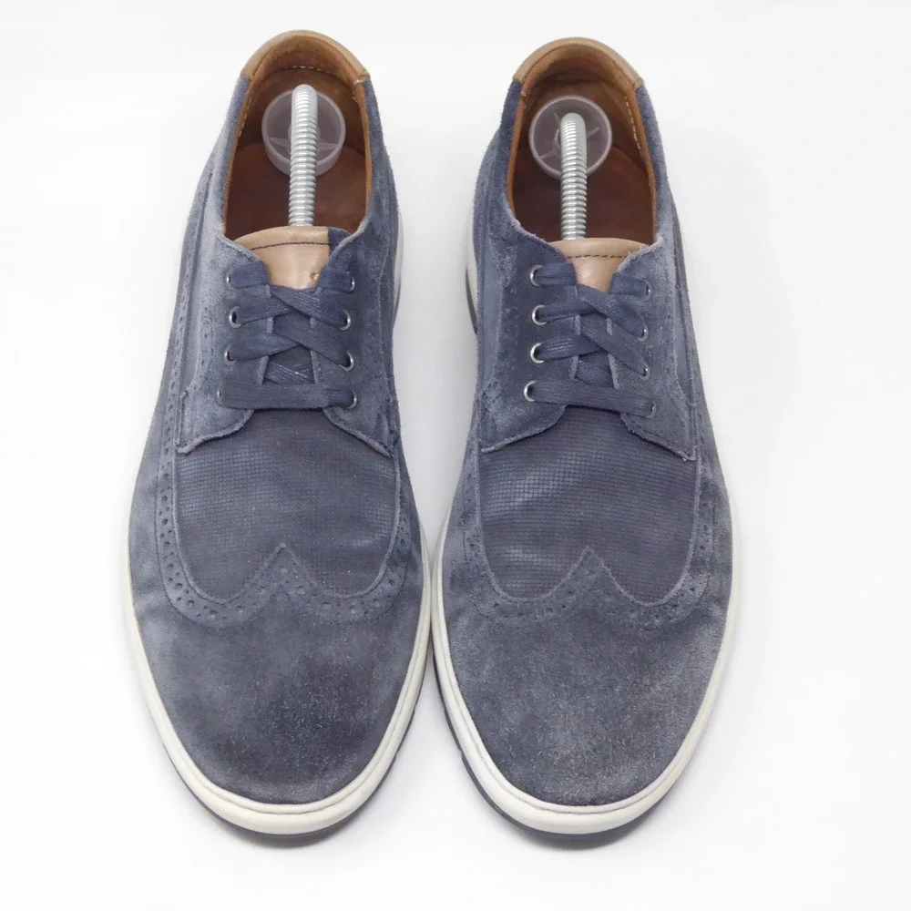 Johnston & Murphy Elliston Wingtip Suede Sneakers Blue 25-3097 Size 9 M